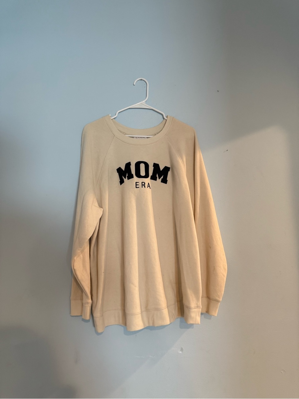 Ingrid & Isabel Cream Crewneck with Black MOM Appliqué Sweater